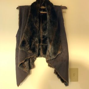 Bebe Reversible Suede and Faux Fur Vest
